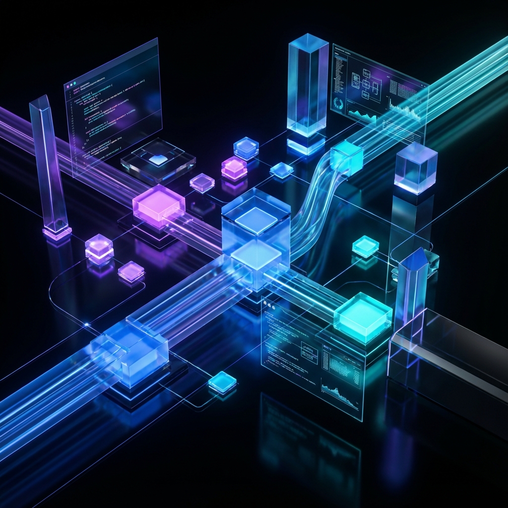 Abstract 3D digital visualization representing software architecture